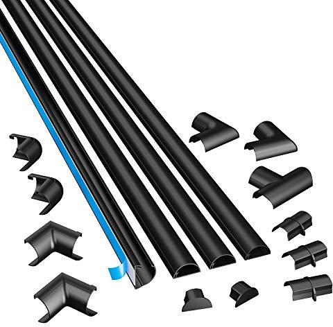 D-Line 3015KIT002 Selbstklebender, Runder Schwarzer Kabelkanal, 30x15 mm, 4 x 1 m Länge, 4 Stück