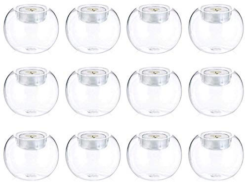 Nuptio 12 Pièces Bougeoirs Chauffe-Plat Porte-Bougie Verre Table À Bulles Bougeoir Votif Clair Centres Table pour Noël Décorations Fête Mariage d'halloween pour la Réception