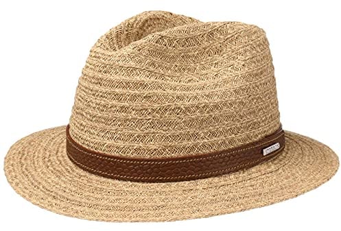 Stetson Barnell Traveller Raffiahut - Strohhut Herren - Sommerhut mit Futterband (Baumwolle) - Strandhut aus Stroh (Raffia) - Sonnenhut Frühjahr/Sommer - Raffiastrohhut Natur XXL (62-63 cm)