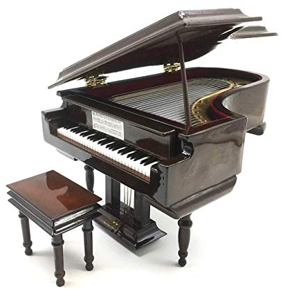 SHTWX Piano Spieluhr mit Bank und schwarzem Koffer Musikbox Geschenk für Weihnachten, Geburtstag, Valentinstag, Melodie Schloss im Himmel