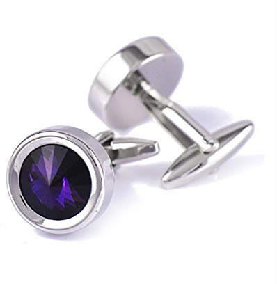 Daesar Manschettenknopf Hemd Silber Rund Lila Kristall Herren Hemd Manschettenknöpfe Edelstahl Geschäft Geschenk mit Box