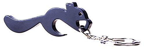 Praktischer und schöner Schlüsselanhänger Eichhörnchen, metallic schwarz Tiersymbol, niedliches Fellknäuel. Dies ist zugleich EIN Flaschenöffner!