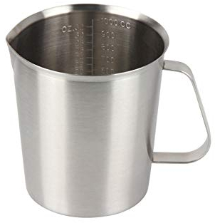 Kitchnexus Pichet Tasse à Mesurer en Acier Inoxydable 304 épais Tasse à Mesurer à Thé de Lait Cuisine Cuisson Tasse (Argenté-inox-1000ml)