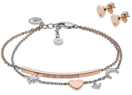 Emporio Armani Set Für Frauen, Größe Stud: 8X7X2mm Rose Gold Sterling Silber Set, EG3417221