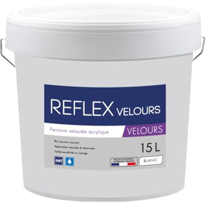 KROME PEINTURE - Krome Reflex Velours – Peinture Acrylique Murs et Plafonds – Intérieur - 15L - Conditionnement 15L, Couleur BLANC