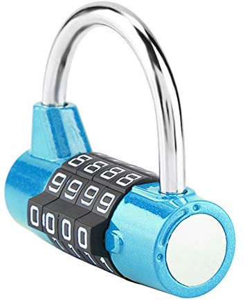 4 Digit Combination Padlock, 4 Dial Digit Code Outdoor Password Padlock for Travel/Suitcase/Gym Locker, Security Password Lock (Blue)