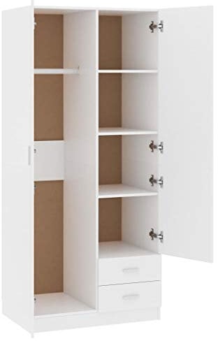 pedkit Kleiderschrank Büroschrank Aktenschrank aus Spanplatte,Holzkleiderschrank Mehrzweckschrank 80 x 52 x 180 cm Mit einem hohen Fach und Einer Hängestange nach innen