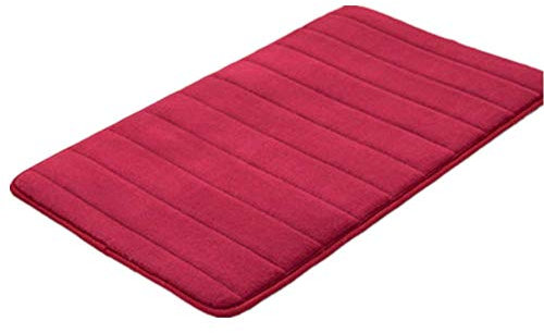 VSUSN Tapis de Salle de Bains Tapis de Bain antidérapant en Mousse à mémoire de Forme pour Salle de Bain, Microfibre (Rouge Bordeaux, 40 x 60 cm)