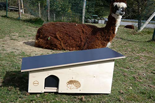 Kein Bausatz: Mega Igelhaus 80cm x 40cm x 32cm Igelhotel 18mm Fichtenholz Witterungsbeständig Winterfest Labyrintheingang easytouch-Rattenklappe und Boden, Herstellung in Niederbayern