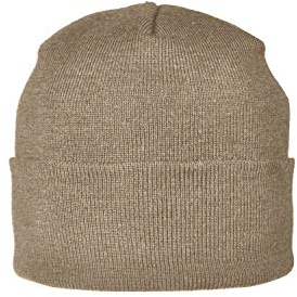 Breiter Strickmütze XXL für größere Köpfe, Wintermütze, Beanie aus Merinowolle, Taupe, XXL