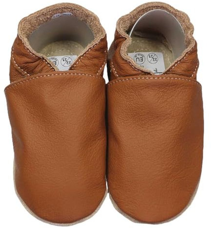 HOBEA-Germany Kitaschuhe Safestep, Kinderhausschuhe, Lederschuhe (Nougat, 30/31)