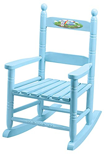 Fox Valley Traders Custom Childrens Rocking Chair, Features Classic Rocker Design and Hardwood Construction, Blue Finish with Princess Design