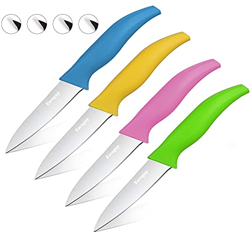 Eocogup Paring Knife Set of 4, 3.7 Inch Sharp Stainless Steel Fruit Knives