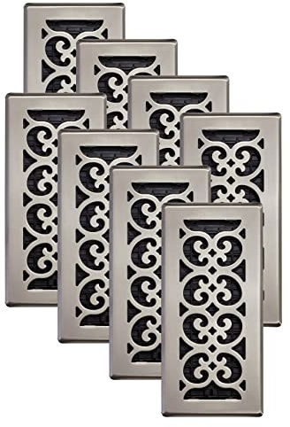 Decor Grates SPH212-A SPH408-A Floor Register, Brushed Nickel Finish, 4x10 Inches-8PACK