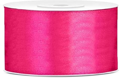 Libetui 25 Meter Satinband Dunkelpink 50mm breit Schleifenband dunkelpink Satin Dekoband Dark Pink Geschenkband Deko Band dunkles Pink Geschenkverpackung, Hochzeit, Geschenk Band Dunkelpink 5cm