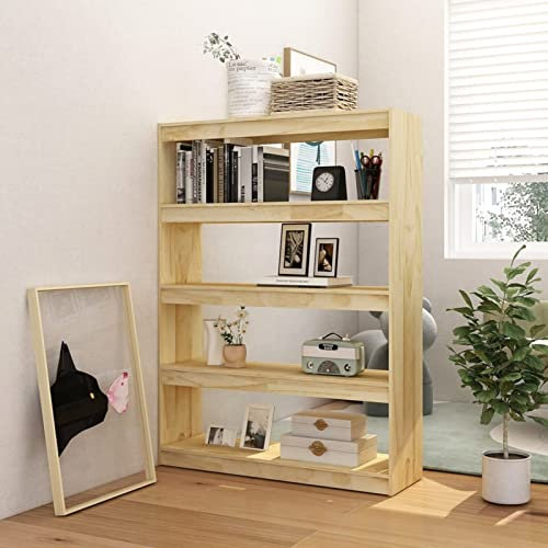 Susany Bücherregal Standregal Aktenregal Wandregal Raumteiler Regal Raumtrenner Büroregal Mehrzweckregal Massivholz Kiefer 100x30x135,5cm