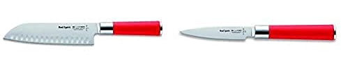 F. DICK Santoku, Küchenmesser, Red Spirit (Messer mit Klinge 18 cm, X55CrMo14 Stahl, nichtrostend, 56° HRC) 8174218K Officemesser, Red Spirit (Klinge 9 cm, X55CrMo14 Stahl, 56° HRC) 8174709