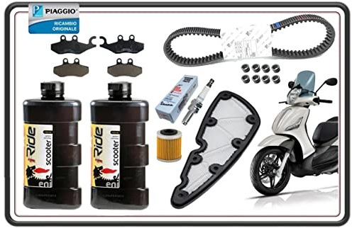 KIT TAGLIANDO FILTRO ARIA FILTRO OLIO ED OLIO PER PIAGGIO BEVERLY 350 SPORT TOURING CON ABS - BEVERLY 350 TUTTI I MODELLI SOLO CON ABS CON CINGHIA E RULLI ORIGINALE.
