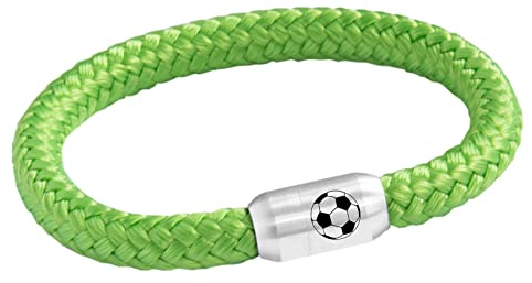 Paris Montana Original Fußball Segeltau Fan Armband Magnetverschluss Fußball Gravur 8mm Durchmesser (Grün, 22.00)
