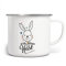 Mikalino Emaille Tasse Guten Morgen Hase Kindertasse Emaille Becher Emailletasse Geschenk, Farbe:weisssilber, Grösse:300ml