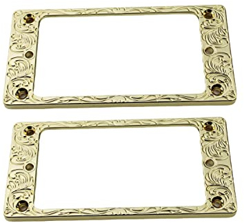 Guyker Flache Humbucker-Abdeckung, Tonabnehmer-Montagering-Set – Steghals-Tonabnehmerrahmen, Ersatzteil für E-Gitarre oder Präzisions-Bass (2 Stück, PR008 Gold)