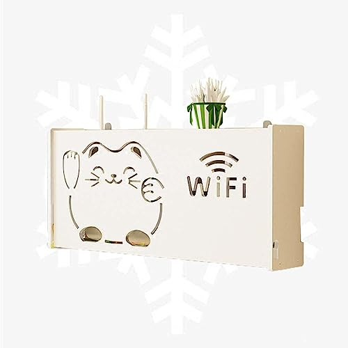 Wall Storage Box,Router Schrank Weiss Regal für Router Wand Kabel Verstecken Box Wand Kabel Verstecken An Der Wand,B52x9.5x25cm