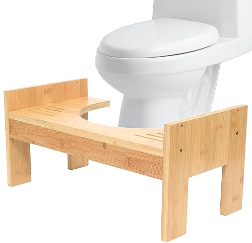 SAWEEZ Bambus-Toilettenhocker, Toilettenhockerstuhl und Toilettenhilfe mit 7-9-Zoll-Bambusstufen, Leichter, langlebiger Tritthocker aus Holz, zur Unterstützung beim Töpfchen gegen Verstopfung