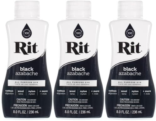 Rit Dye - Tinte líquido para tela de 8 onzas para ropa, decoración y manualidades, color negro (paquete de 3)