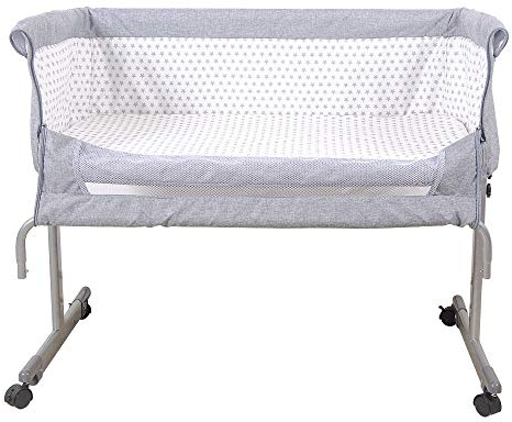 Supfine Zustellbett 2in1 Baby Beistellbett Reisebett Babybett mit weich Matratze, mit Rollen Kinderbett, Höhenverstellbar, Stubenwagen Babybett Tragbares (96x57x77cm, Grau)
