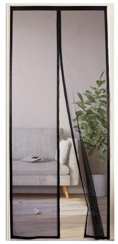 akgao Zanzariera Magnetica per Porta 80x210cm Nero Zanzariere Finestre | Poliestere Puro Colore Autosigillante Tenda Zanzariera con Forte Magneti Domestici Bambini per Balcone Cantina