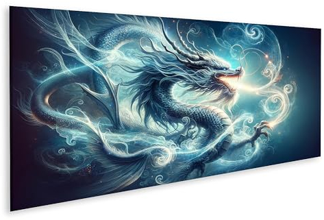 islandburner Bild auf Leinwand Mystischer Drache mit leuchtender Aura Bilder Wandbilder Poster