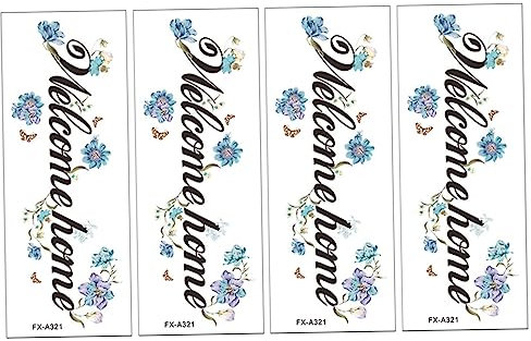 Angoily 4sätze Wandsticker Mit Englischem Willkommensspruch Selbstklebende Dekoration Für Haustür Schlafzimmer Und Blumenmuster Kreative Wandgestaltung