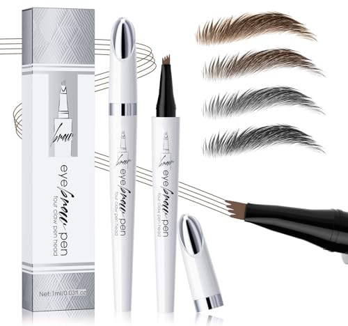 2024 Neu Magischer Wasserdichter Augenbrauenstift, 3D Mikro Augenbrauenstift mit 4 Gabelspitze Applikator, Wasserfester Eyebrow Pencil Erzeugt mühelos natürlich aussehende Brauen (5#-4 Farben)