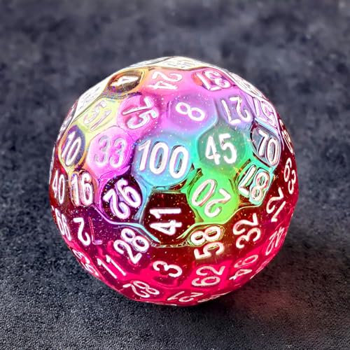 Bescon Dazzling Red 100 dadi da gioco, dadi da gioco D100, poliedrici solidi, 100 lati, diametro 45 mm (4,6 cm)