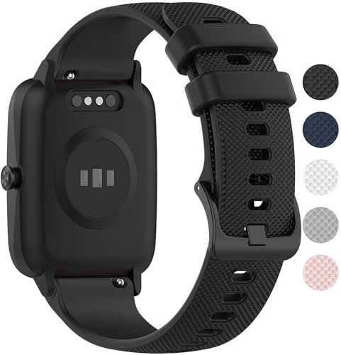 OUTPUTBT 19mm Armband für GRV FC1,Veryfitpro ID205L Silikon Uhrenarmband für HAMA 4900/5910,Fitpolo H205L,Black1,LETSACTIV ID205S,UM Uwatch 3,Vowtop ID205U,ZOSKVEE ID205G Ersatzarmband Damen