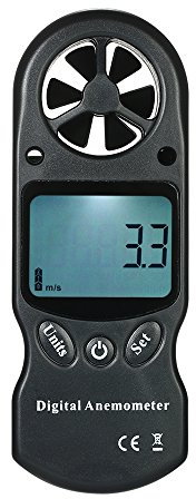 Anémomètre Numérique 8 en 1, Compteur de Vitesse du Vent avec écran LCD rétroéclairé, Format de Poche pour Avions RC, Drones, Hélicoptères, Noir