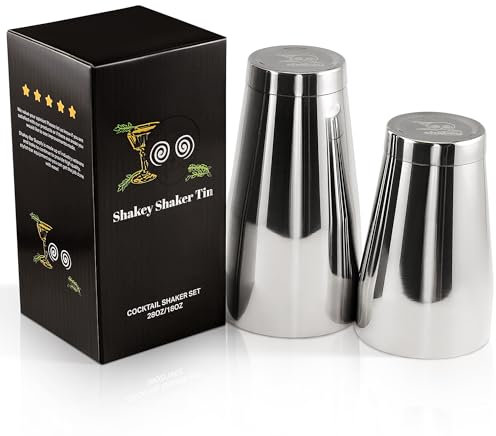Shakey Shaker Tin - Coctelera profesional artesanal. Juego de coctelera Boston con peso de 28 onzas/18 onzas para camareros