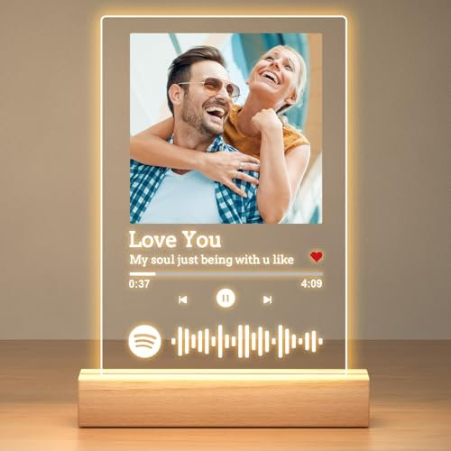 Spotify Glas Personalisierte Weihnachts Geschenke für Frauen & Männer, Song Cover Spotify Glas Bild, Personalisierte Bilderrahmen mit Bild, Personalisierte Jahrestag Geschenk für Sie Ihn Freundin