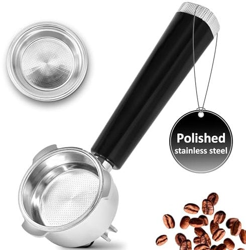 Arcbt 58mm Espresso Portafilter 3 Ears with Double Spout,Espresso Portafilter Compatible with Espresso Machine,58mm Portafilter with Stainless Steel Single Wall Basket,100% Stainless Steel Portafilter