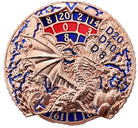 7 in 1 Fidget Spinner Würfel Set für DND, Neuheit Winged Flying Dragon Metal Roulette D&D Würfel mit Geschenkbox, Dungeons und Drachen RPG Rollenspiel Würfel Bronze Blau