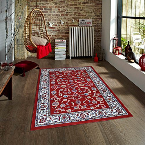 Tappeto persiano orientale, tappeto economico salotto soggiorno, riproduzione motivi classici 2079 rosso cm.140x200