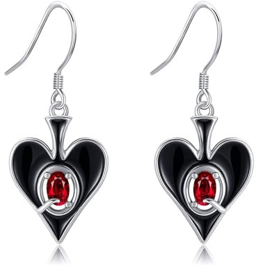 DAYLINLOVE QUEEN OF SPADES Ohrringe 925er Sterlingsilber Goth Karte Hängend Ohrringe Gotische Pik Dame Schmuck Geschenke für Damen Frauen Mädchen