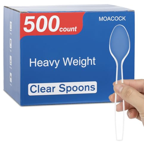 MOACOCK 500 Count Heavy Weight Plastic Spoons