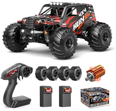 YESHIN 1:14 Fast RC Car for Adults, Max 40+ mph Off-Road Truck, 4WD Waterproof, 6 Lightning Modes, High Speed Remote Control, All Terrain Truggy, Red