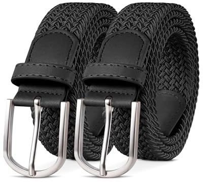 YOUCHAN 2er-Pack Elastischer Gürtel Herren Damen Stretchgürtel Flechtgürtel | Geflochtener Stoffgürtel ohne feste Löcher, stufenlos verstellbar, bequem und ideal für Jeans und Alltag, 3,3 cm breit