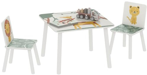AIYAPLAY Barnbord med 2 trästol, stjärnmönster, 3–8 år, grönt | Set med bord och stolar för barn, för att rita lekrum, barnkammare, lekrum, flicka och pojke