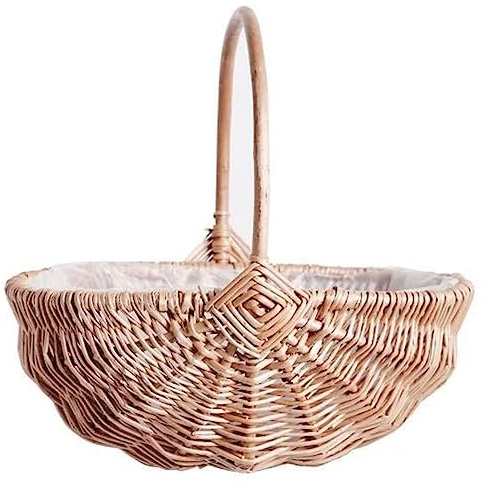 NONDK 1 PCS Handwoven Flower Girl Basket with Handle Willow Storage Basket Empty Wicker Picnic Basket Wedding Flower Girl Baskets