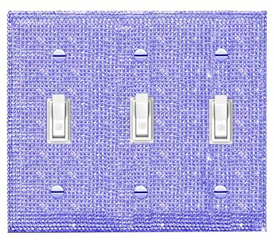 Shiny Purple Rhinestones Wall Plates Cover Triple Toggle Light Switch Cover Durable Double Rhinestones Decorative Outlet Covers Wall Plate Switch Plate Covers