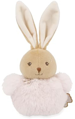 KALOO – Plüschtier Pompon Lapin – Weicher Begleiter für Babys ab der Geburt – 90% recycelte Materialien – Maschinenwaschbar – Geburtsgeschenk mit Bändern zum Befestigen und Vichy-Halstuch – K214024