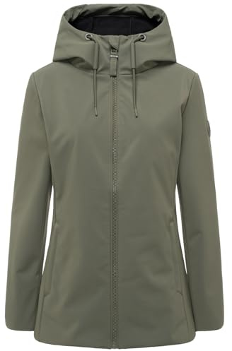 MARIKOO Damen Softshelljacke (XS-3XL) - wasserabweisend mit Kapuze, 3 Taschen - N130
